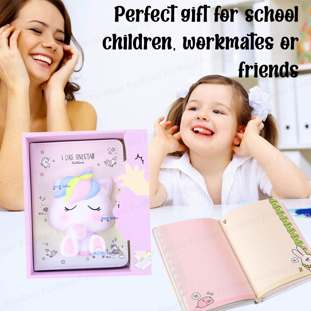 Unicorn Diary for Girls, 3D Squishy Destress Unicorn Notebook Diary, Diary for Kids, Fancy Unicorn Diary Notepad, Diary for girls stylish- 120+ Pages (Pack of 1 Pcs)