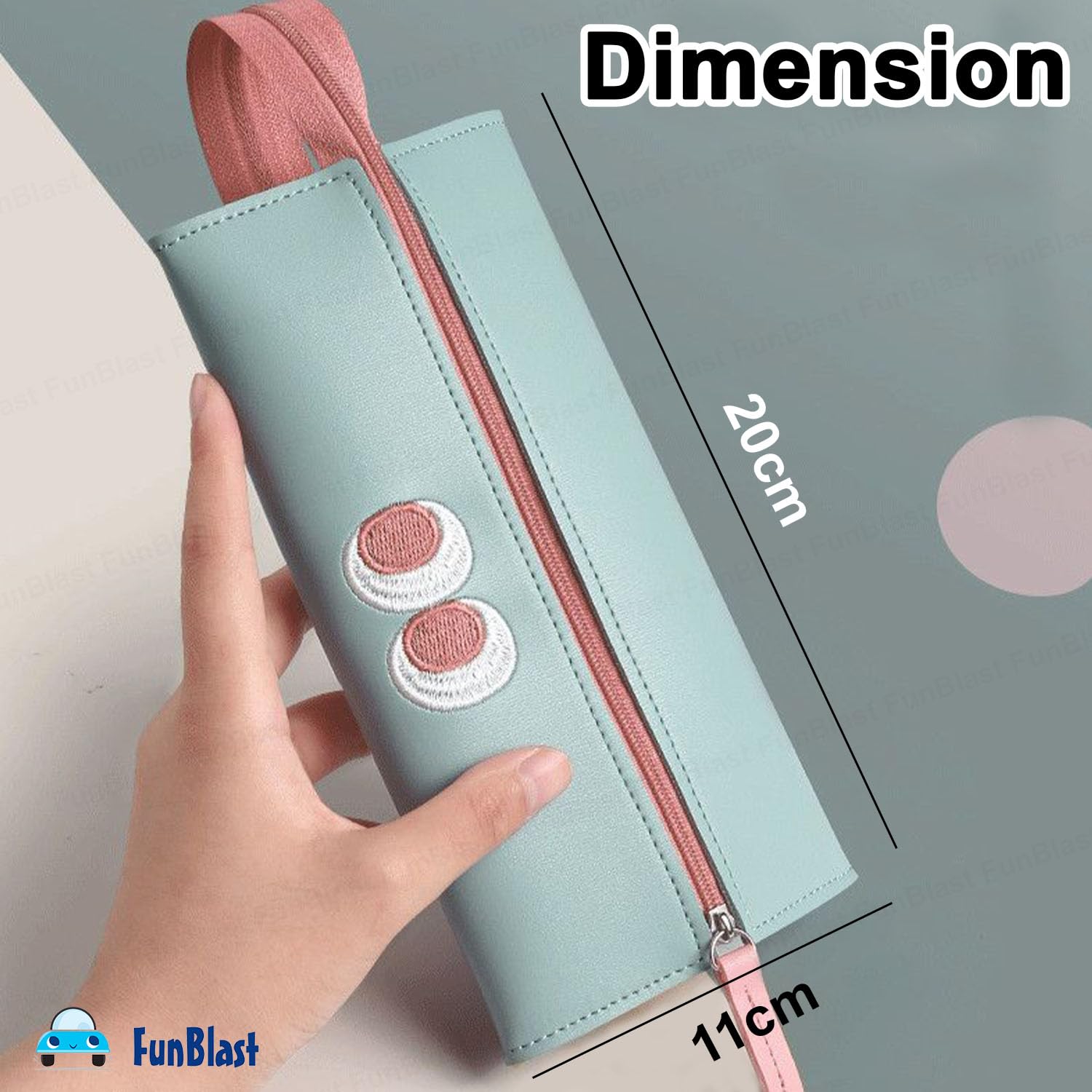 Multipurpose Zipper Pencil Pouch for Kids & College Students (Green)