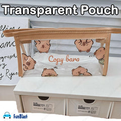Transparent PVC Pouch with Zipper Closure for Girls (Random Design)