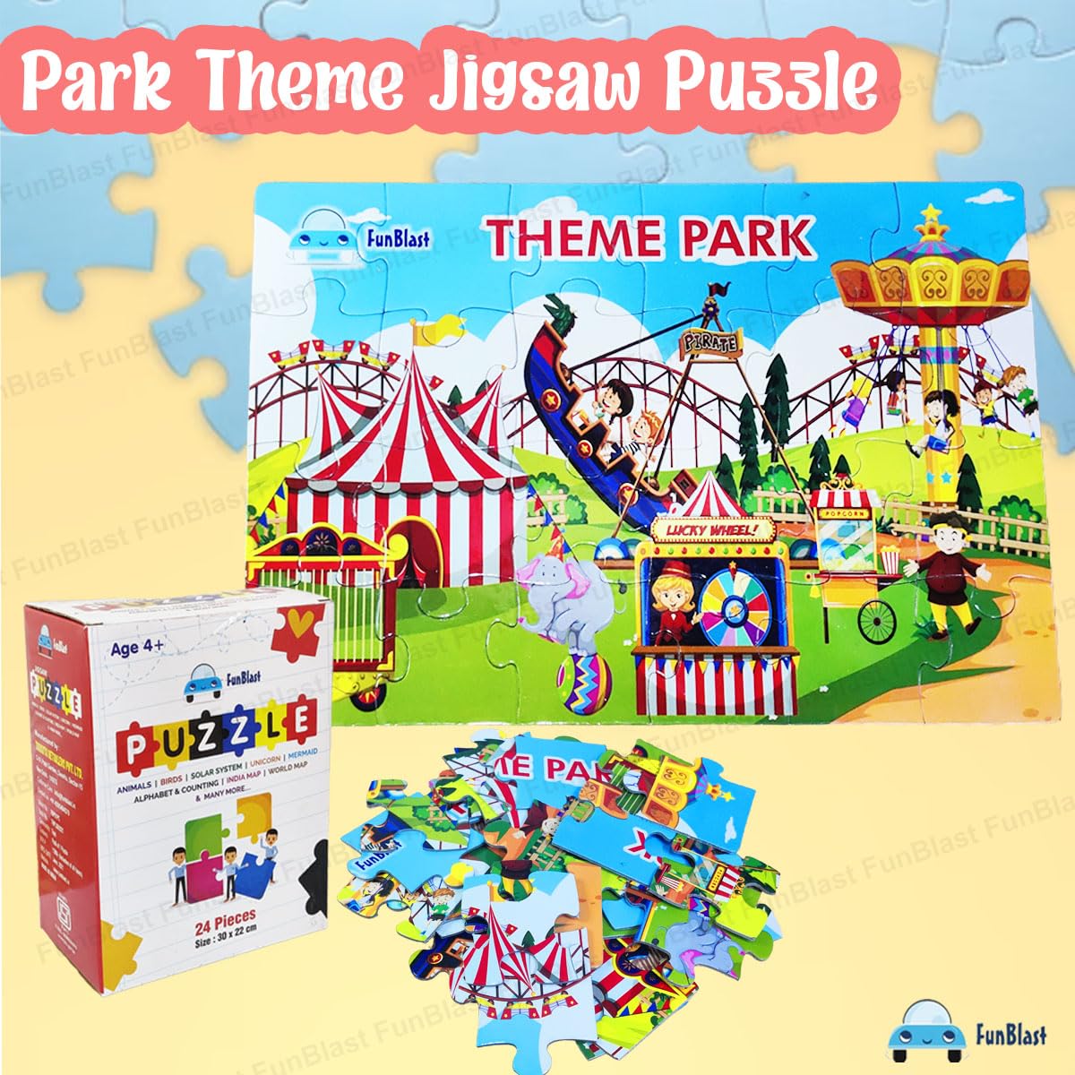 Fun Fair Park Theme Jigsaw Puzzle for Kids – 24 Pcs Jigsaw Puzzle for Kids, Boys, Girls