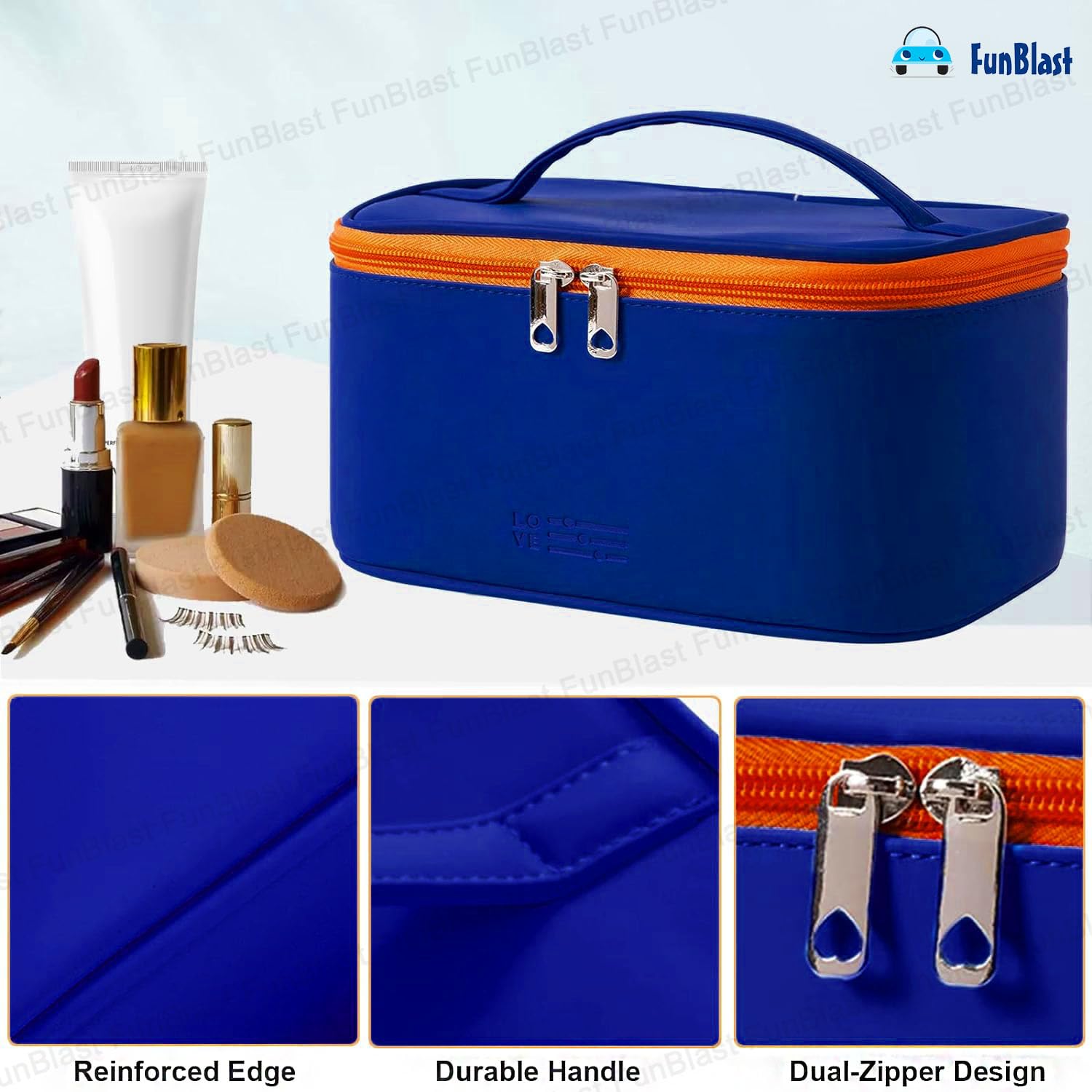 Cosmetic Bags with Handle for Women (Navy Blue)