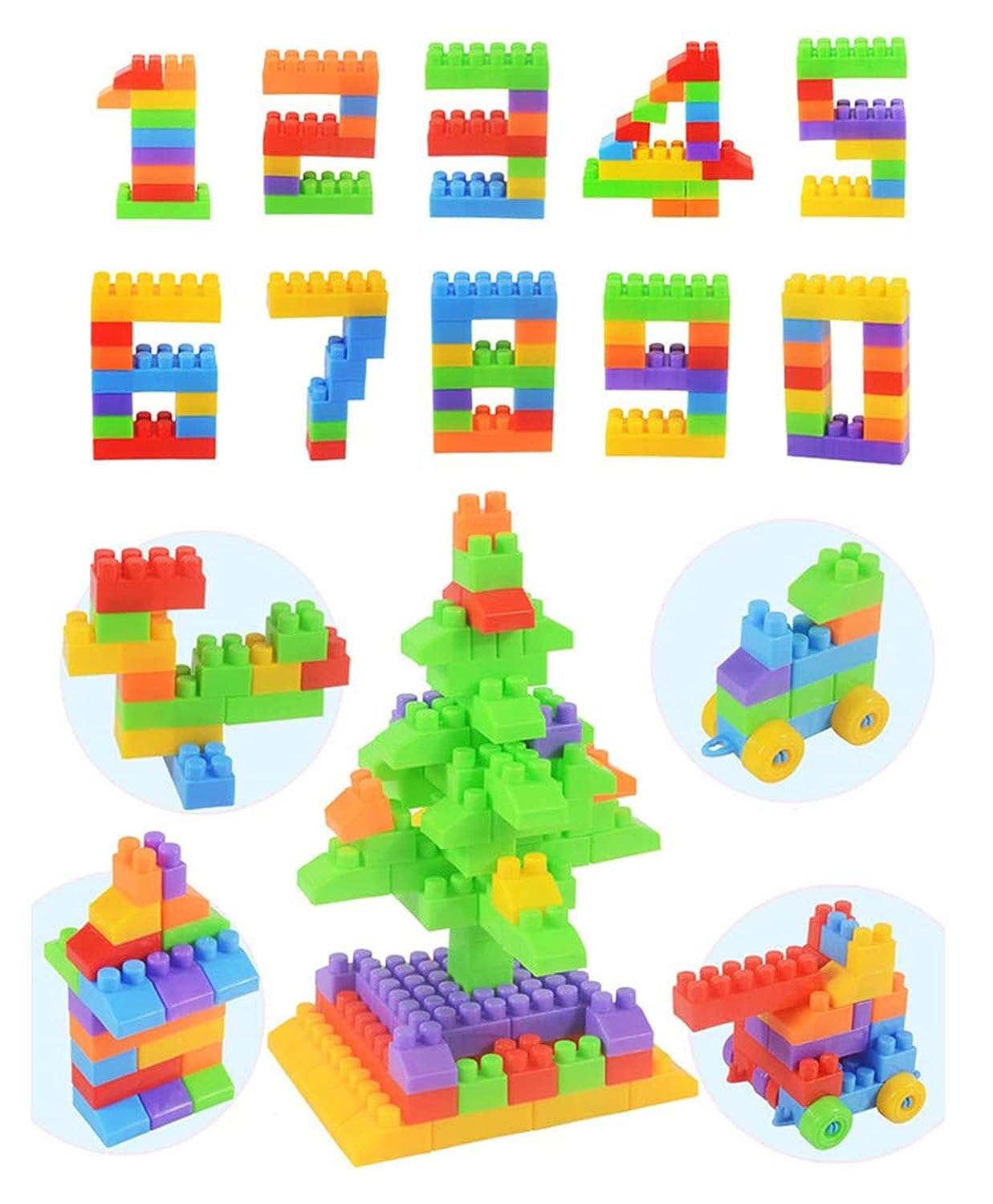 Toy Building Blocks - DIY Blocks with Wheel for Kids - Learning and Education Toys for Kids - 290 Pcs