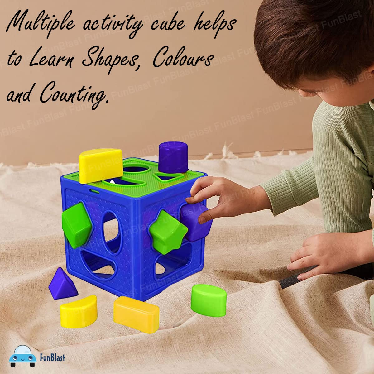 Shape Sorter Cubes for Kids - Colour Recognition Shapes Sorting and Plugging Toys, Cube Box with 9 Shapes for 3+ Ys Old Kids, Boys & Girls