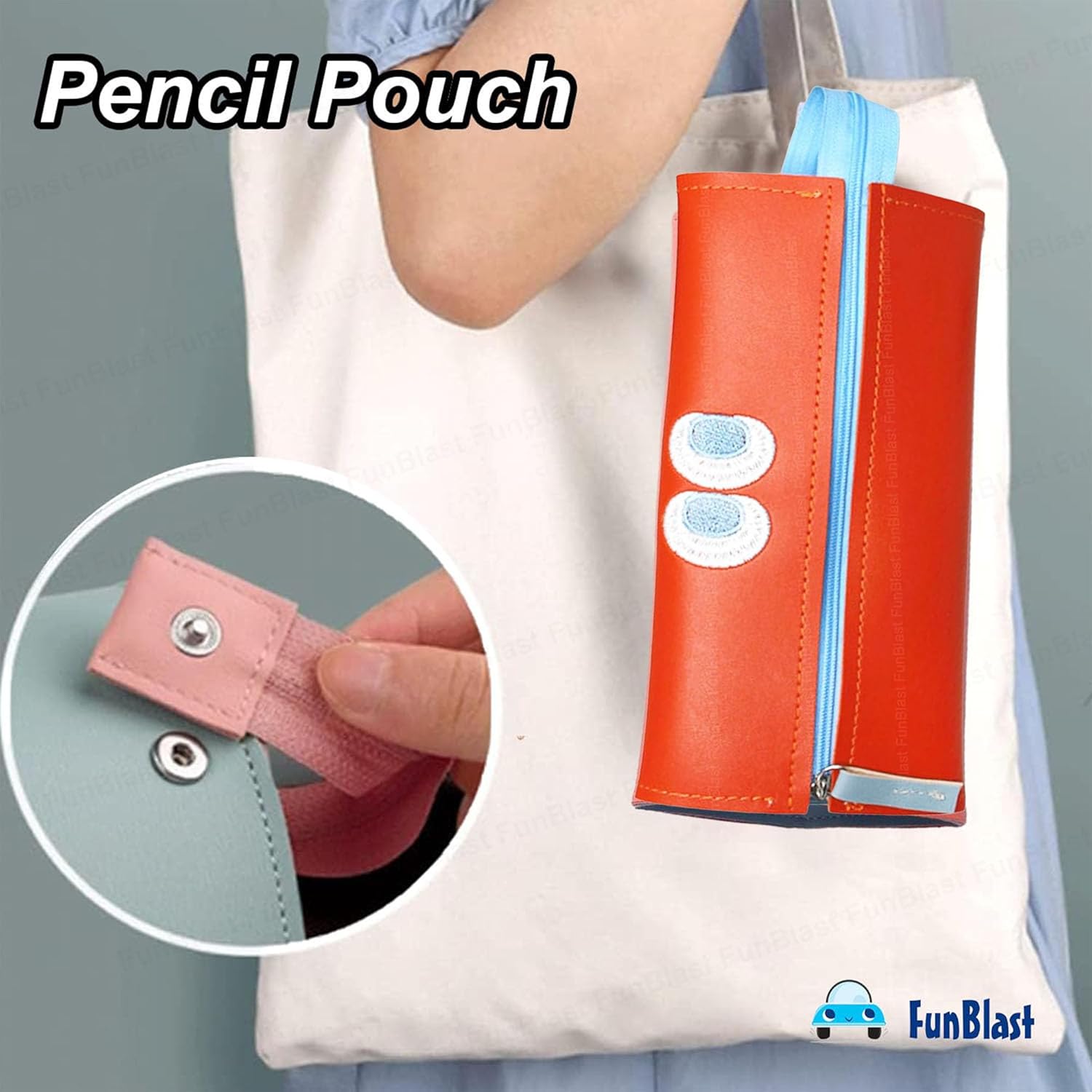 Multipurpose Zipper Pencil Pouch for Kids & College Students (Orange)