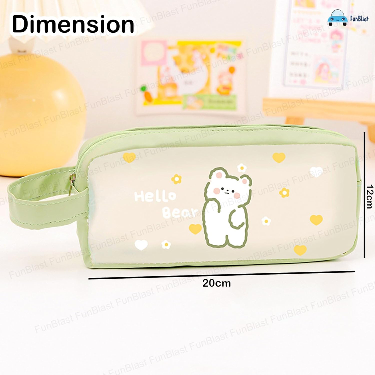 PVC Pencil Pouch with Zipper Closure (Green)