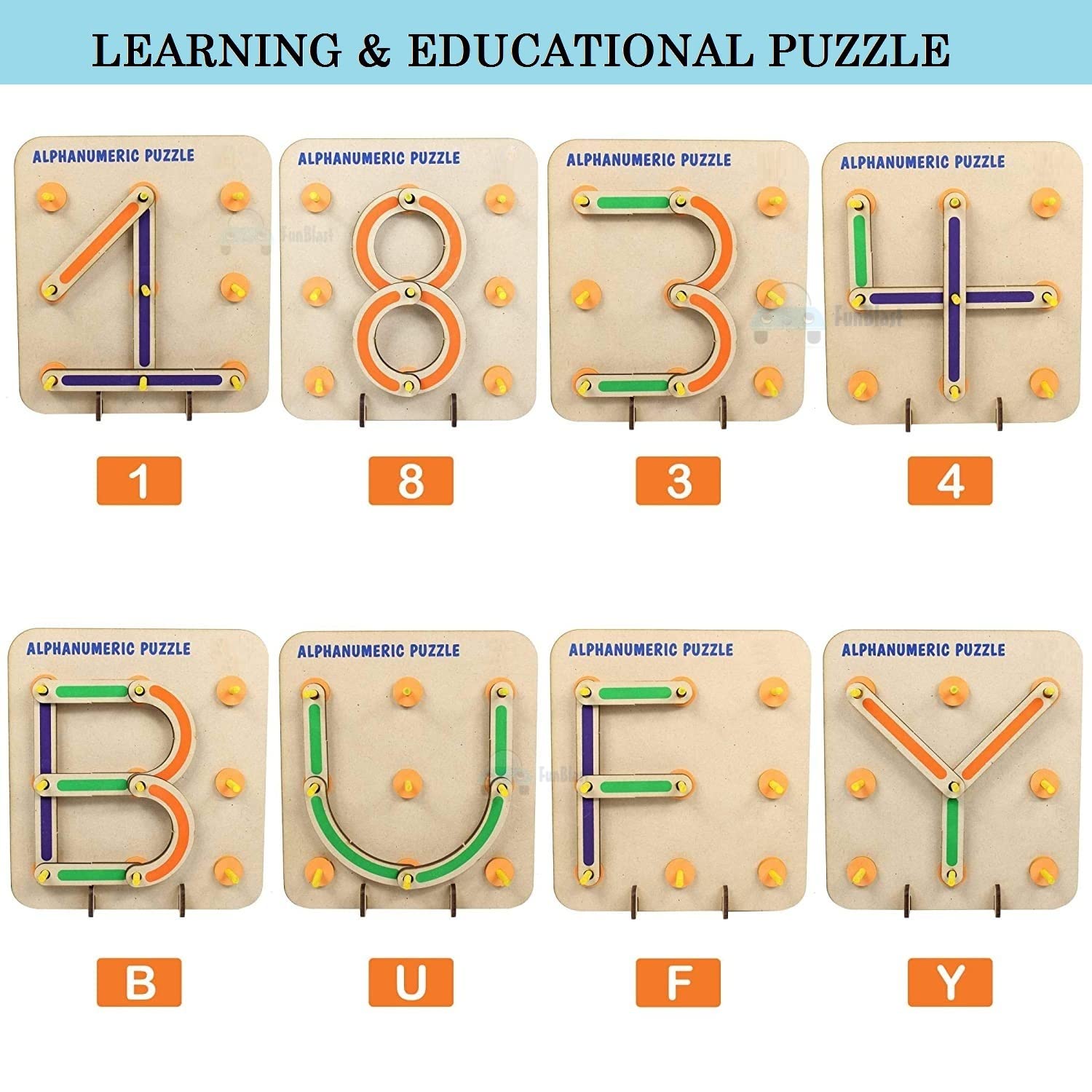 Alpha Puzzles Wooden Alpha & Numeric Construction Puzzles for Kids – DIY Learning ...