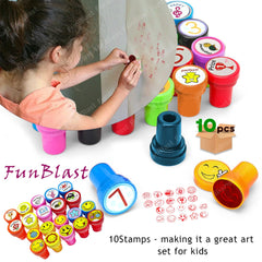 10 Emoji and 10 Motivation Stamper for Kids - Educational Toys Art and Craft School Supplies Set of 20 Learning Toys for Kids/Boys/Girls