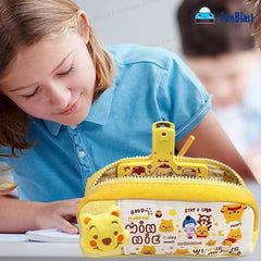 Cartoon Design Multipurpose Zipper Pouch for Kids (Yellow)
