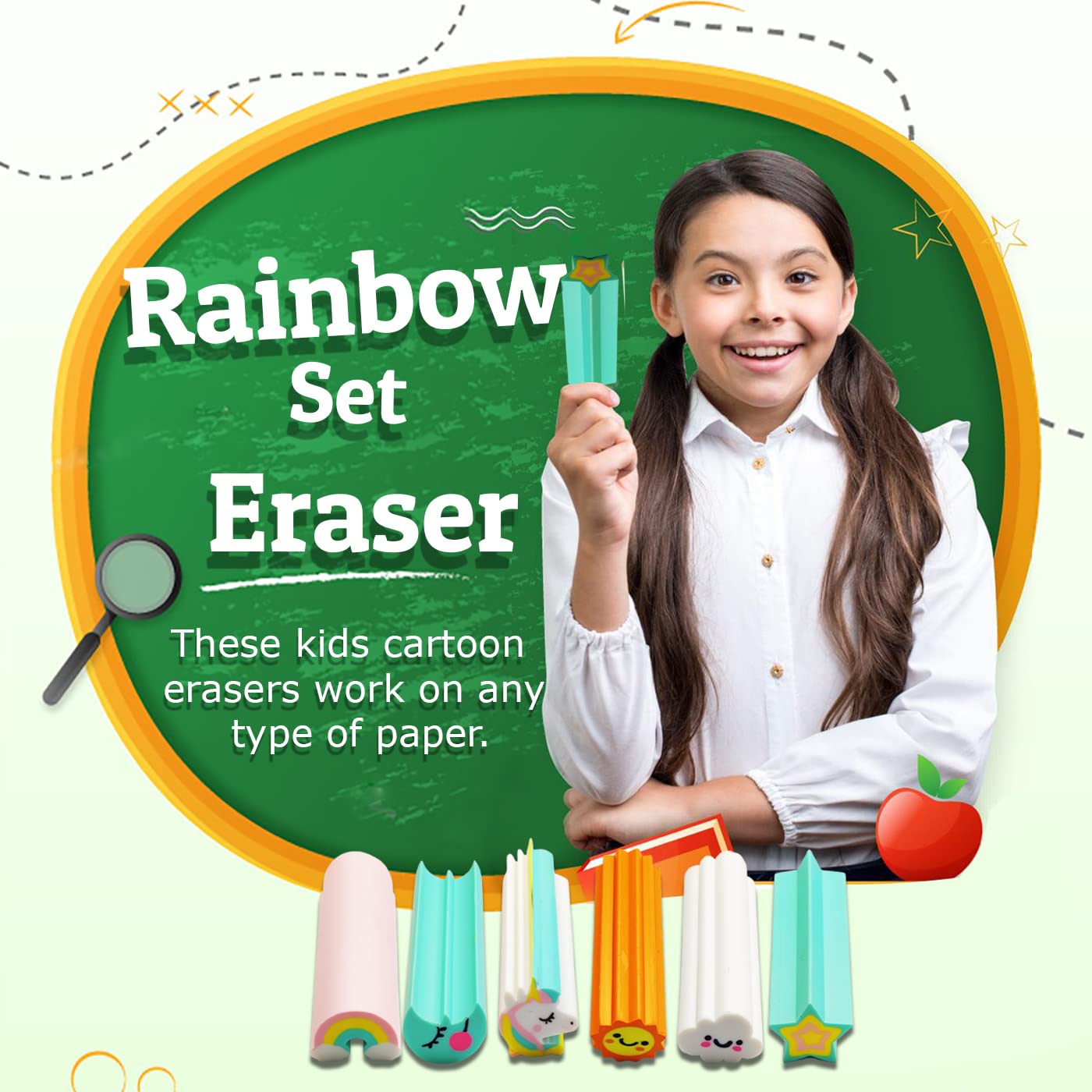 Rainbow and Unicorn Erasers for Kids – Colorful Pencil Erasers for Kids, Boys, Girls, Kawaii Erasers