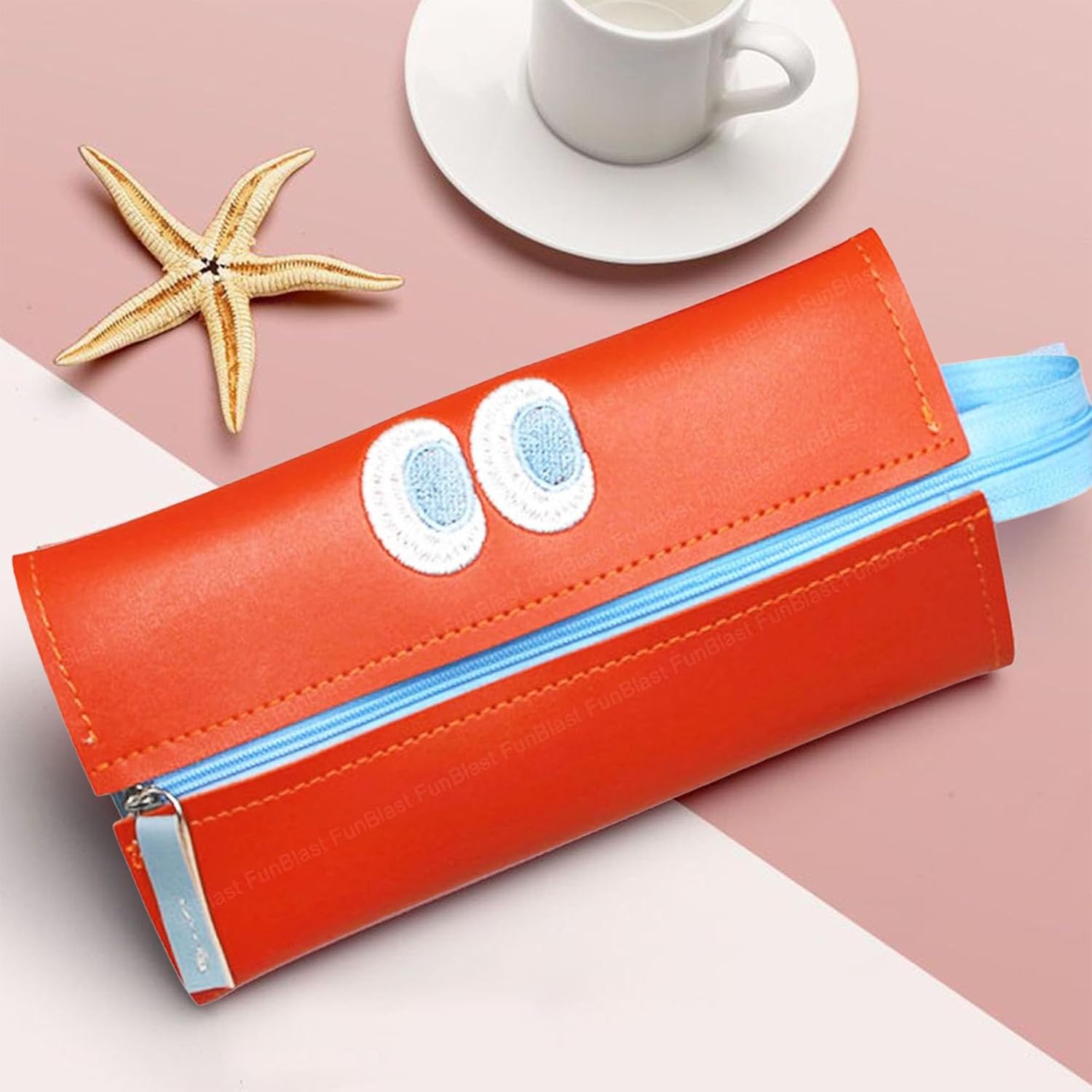 Multipurpose Zipper Pencil Pouch for Kids & College Students (Orange)