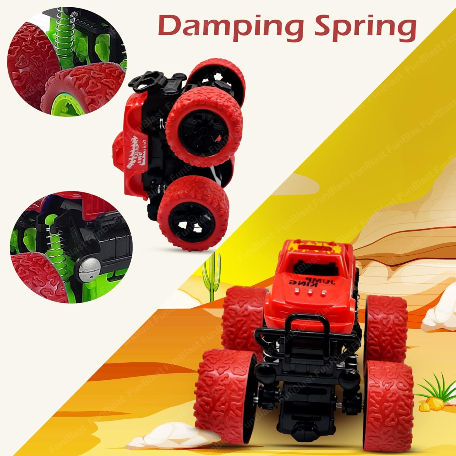 4WD Monster Truck Toys, Push & Go Toy Trucks Friction Power Toys - 4 Wheel Drive Vehicles Toy for Toddler - 1 Pcs