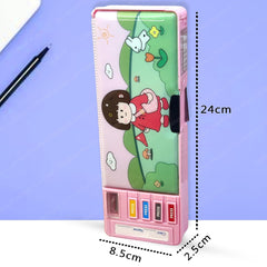 Magnetic Cartoon Pencil Case, Multifunction Pen & Pencil Box, Stationery Organizer Box Birthday Return Gift for Kids Girls