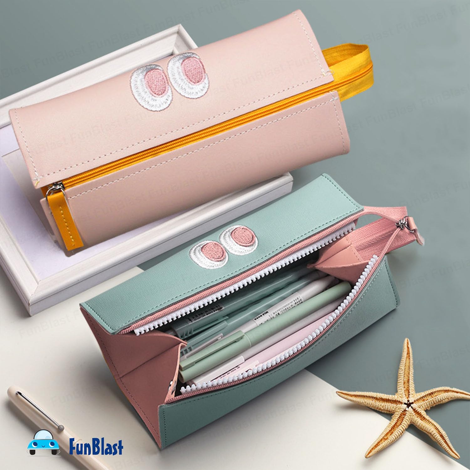 Multipurpose Zipper Pencil Pouch for Kids & College Students (Pink)