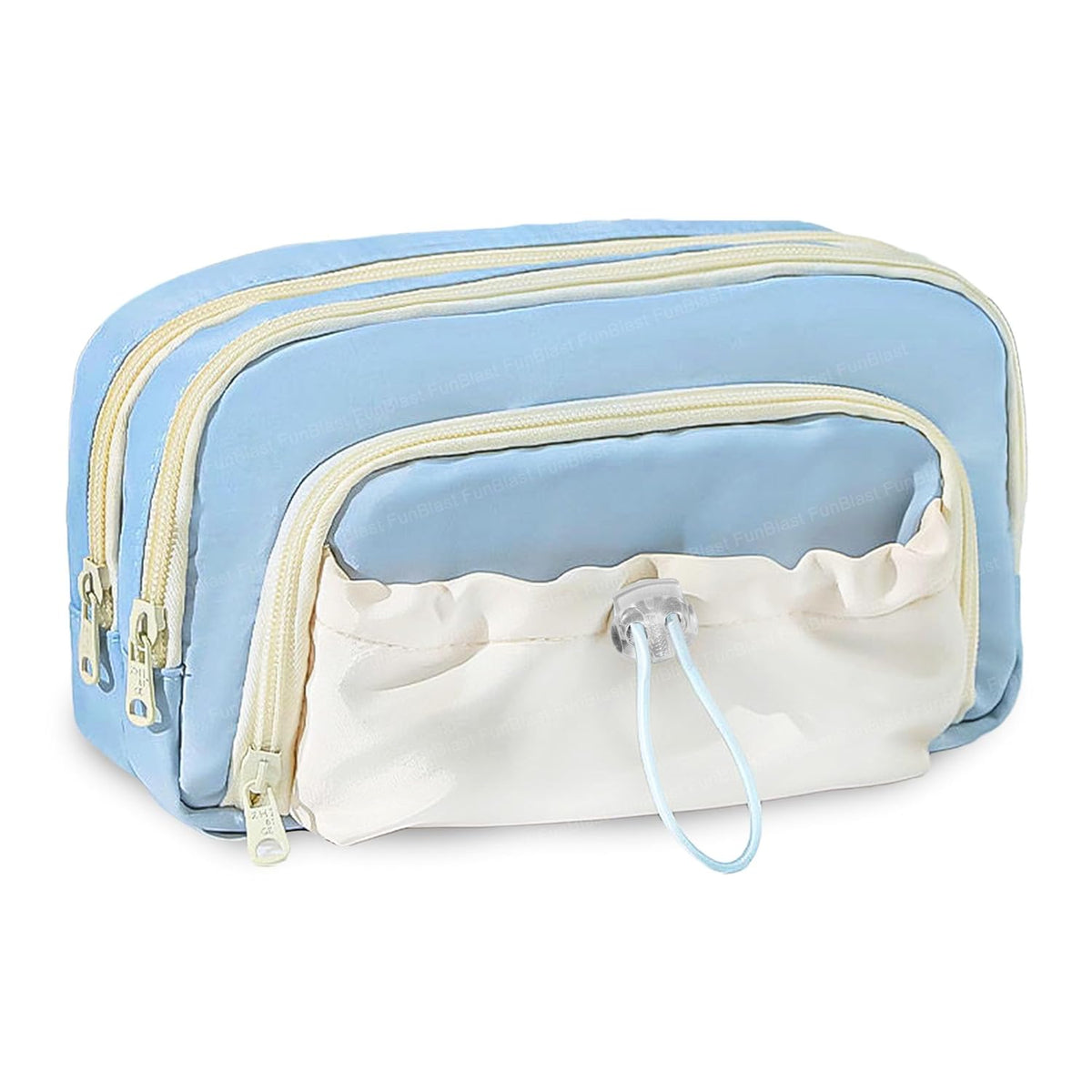 Kawaii Pencil Pouch With Drawstring Pocket (Sky Blue)
