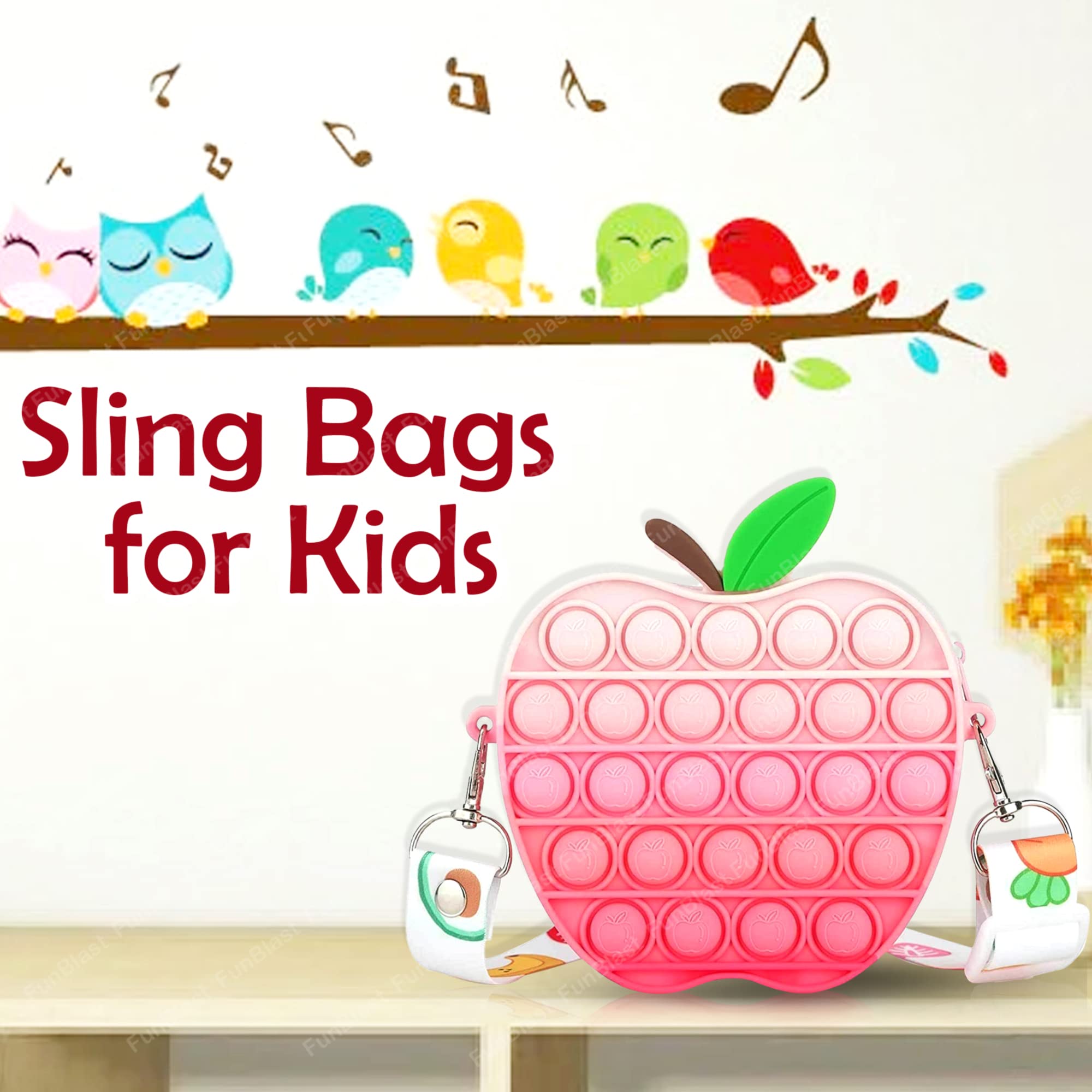 Pop It Sling Bag –Apple Shape Pop It Cross Body Bag for Kids, Pop It Purse for Girls, Birthday Gift for Girls