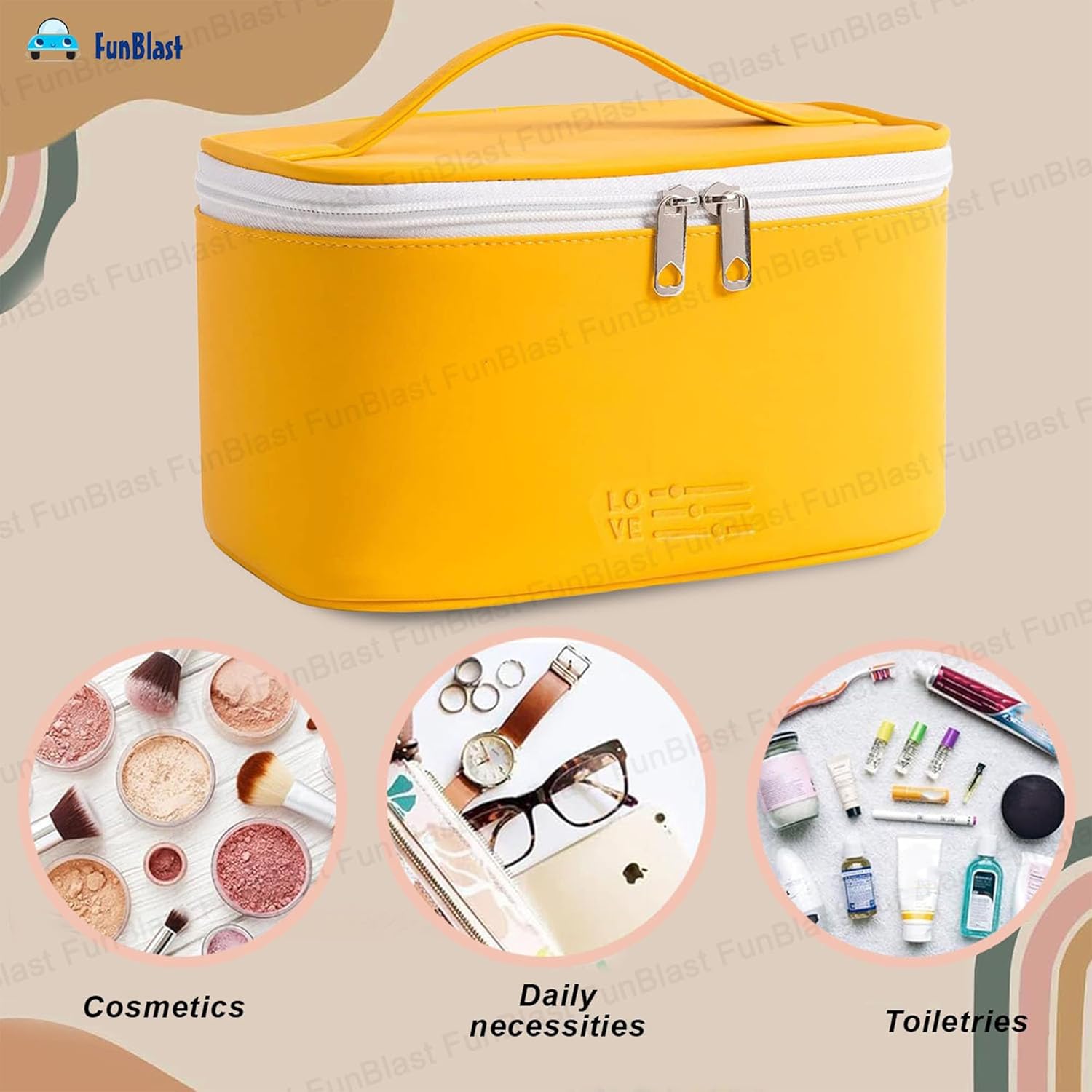 Toiletry Bag with Handle for Women (Yellow)