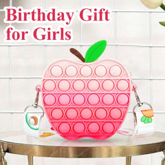 Pop It Sling Bag –Apple Shape Pop It Cross Body Bag for Kids, Pop It Purse for Girls, Birthday Gift for Girls