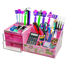 Desk Storage Organizer - Table Pen Holder, Stylish, Stationery Organizer Box with DIY Stickers, Pen Holder for Office, Desktop organizer (acrylonitrile butadiene styrene, PP)