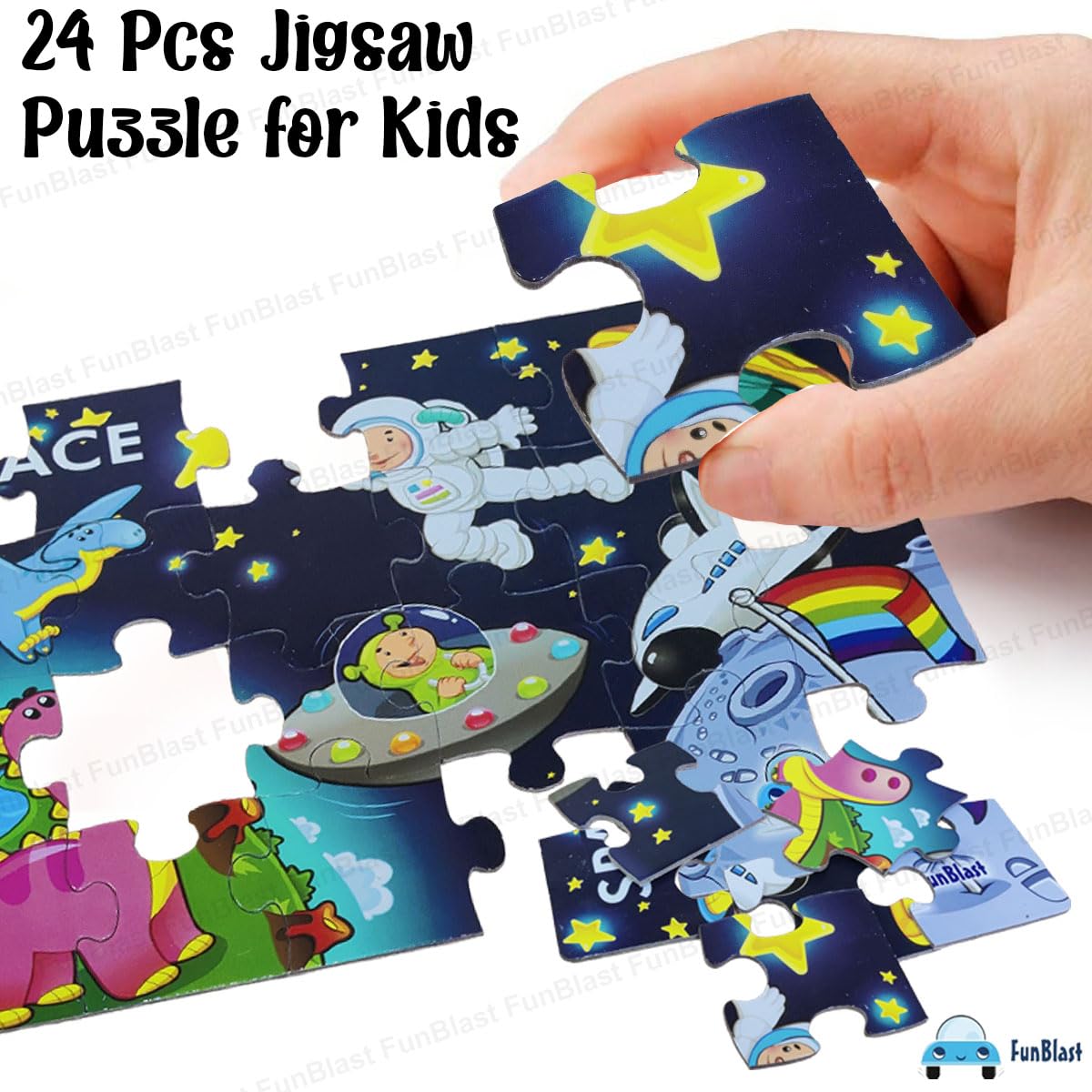 Dinosaur Space Theme Jigsaw Puzzle for Kids – 24 Pcs Jigsaw Puzzle for Kids, Boys, Girls