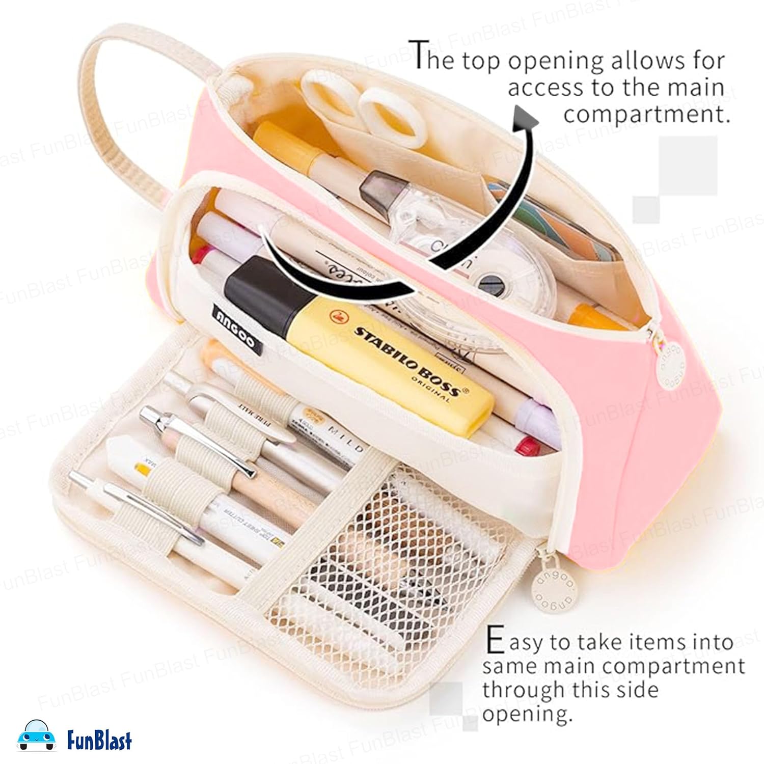 Multipurpose Stationery Organizer Bag with Handle for Kids & Adults(Pink)