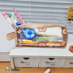 Transparent PVC Pouch with Zipper Closure for Girls (Random Design)