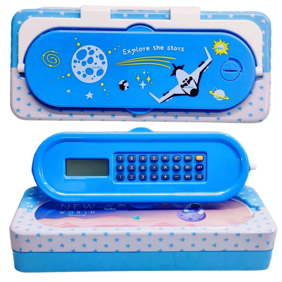 Cartoon Animal Pencil Box for Kids, Metal Pencil Box with Calculator, Pen and Pencil Box - Stationary Pencil Organizer Set for Boys