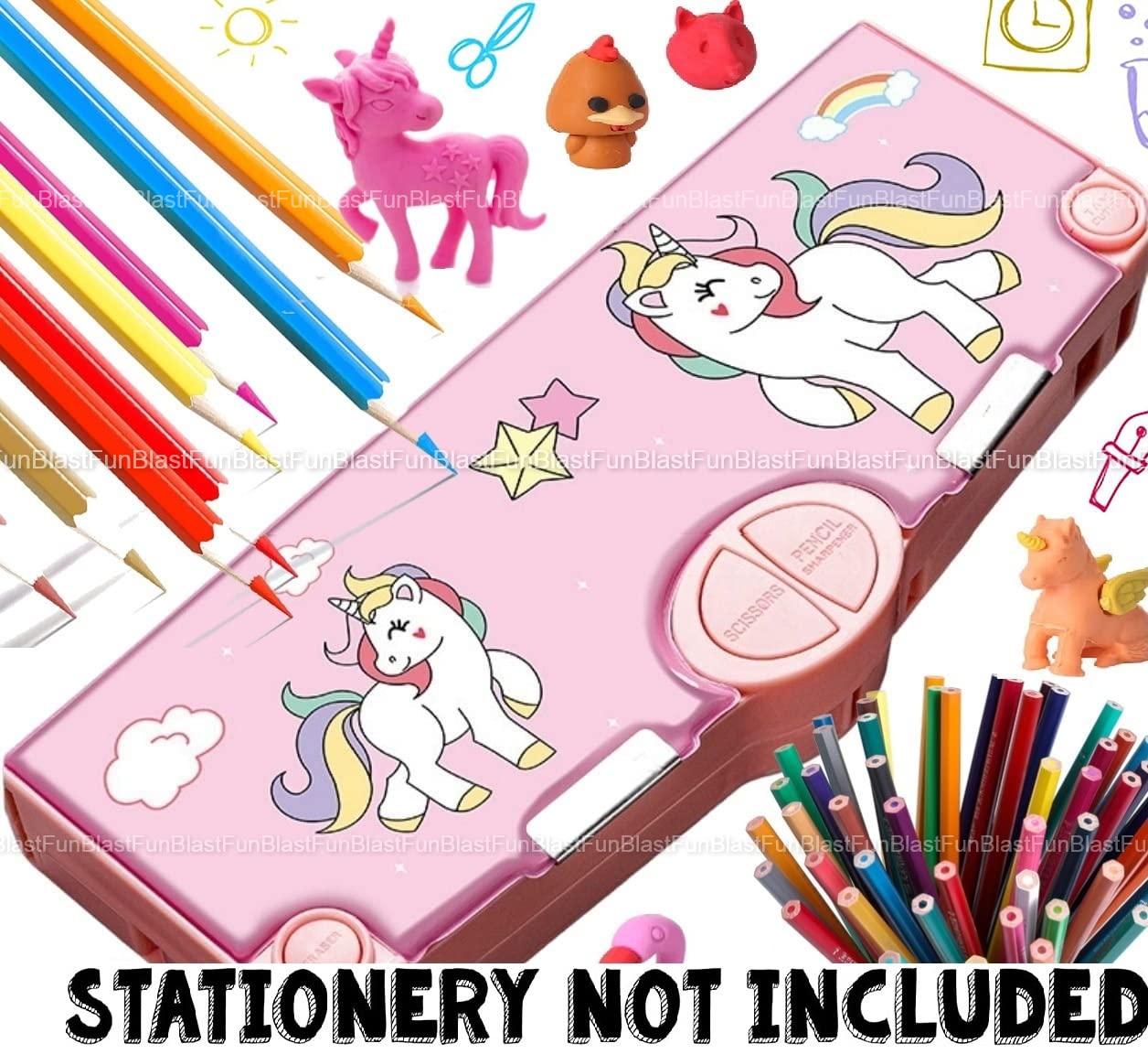 Multifunctional Pencil Box for Kids, Unicorn Pencil Box, Magnetic Pencil Box for Girls, Pop up Pencil Box