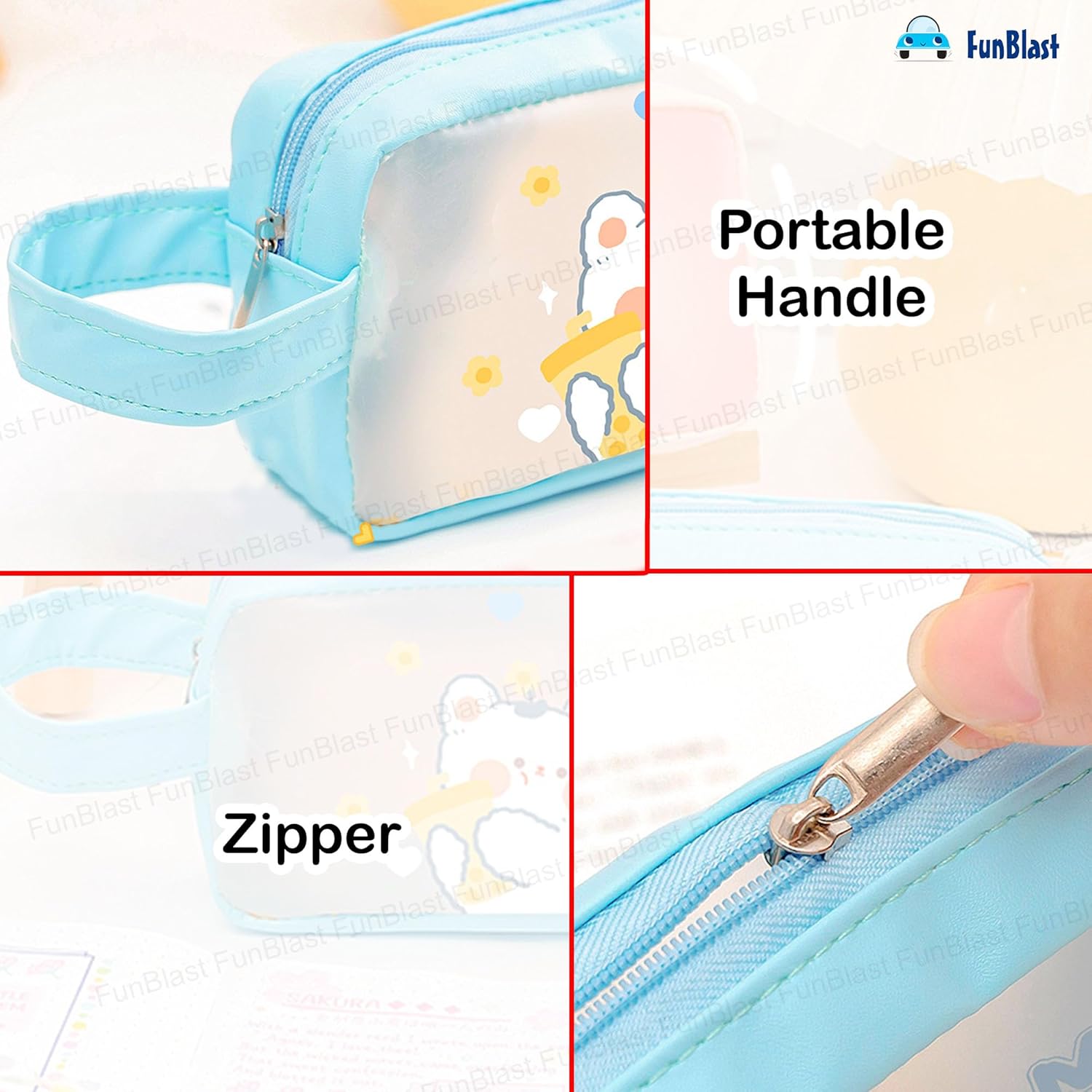 PVC Pencil Pouch with Zipper Closure (Blue)