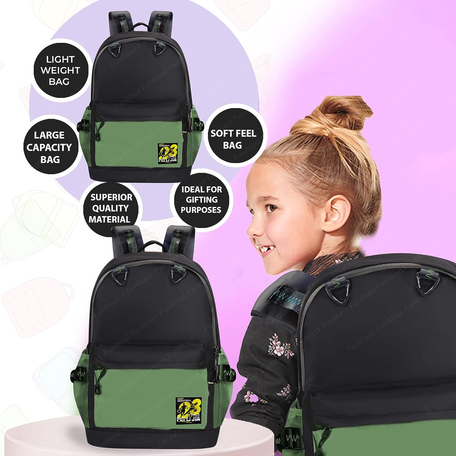 School Bag - School Backpack, College Backpack, Travel Backpack, Office Backpack, Multipurpose Bag for Kids, Casual Bagpack, Picnic Bag for Boys & Girls (46 X 34 X 20 CM)