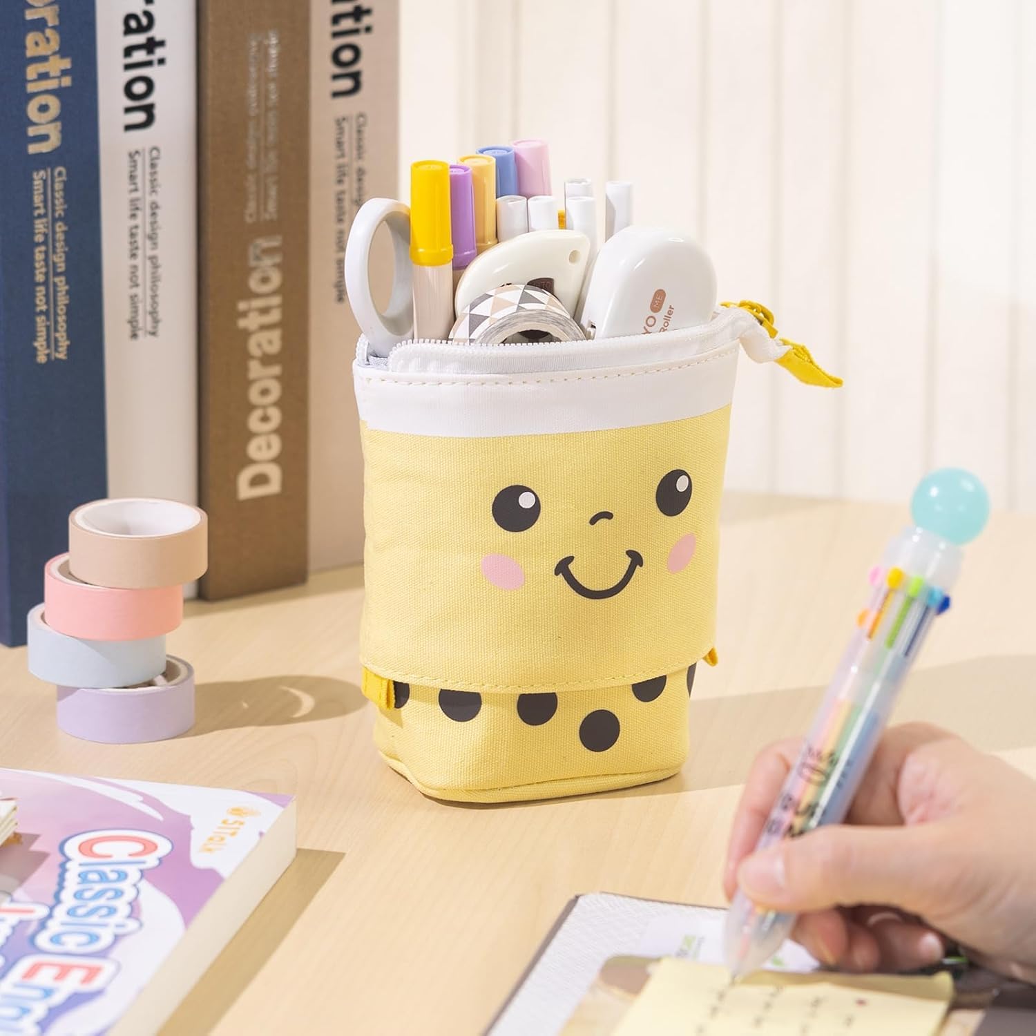Boba Pop-Up Stationery Organizer for Kids (Yellow)