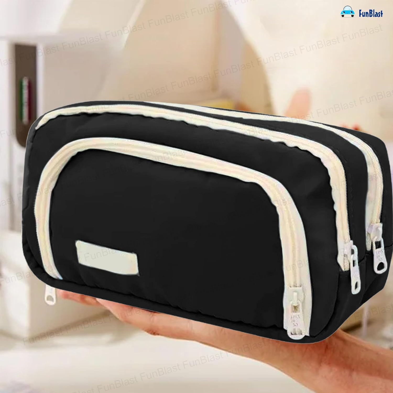 Multiple Compartment Portable Stationary Organizer Bag for Kids (Black)