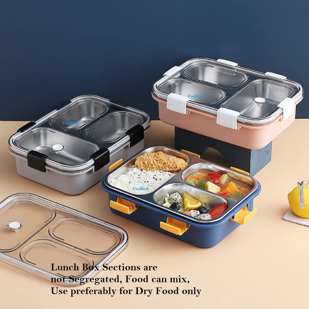 Lunch Box - Stainless Steel Lunch Box for Kids, Tiffin Box, Lunch Box with Spoon and Fork, Lunch Box for Kids, Lunch Box for Office Women and Men, Bento Lunch Box