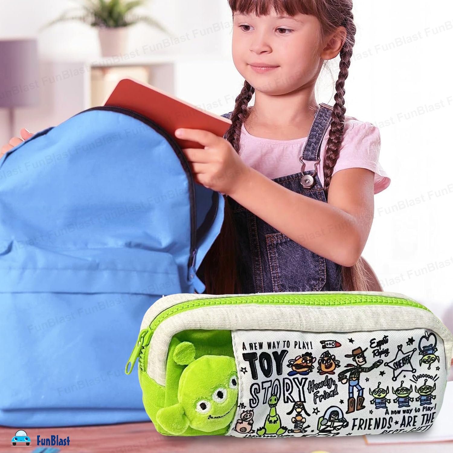 Cartoon Design Multipurpose Zipper Pouch for Kids (Green)