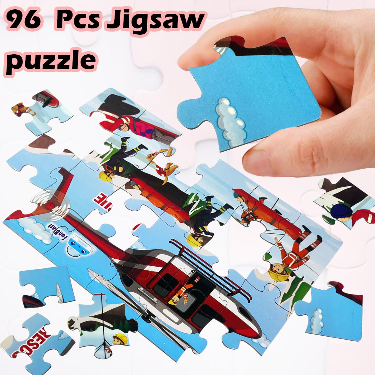 Jigsaw Puzzles for Kids - Emergency Rescue Jigsaw Puzzles for Kids and Police Team Jigsaw Puzzle, Set of 4 Puzzles - 96 Pcs Puzzle