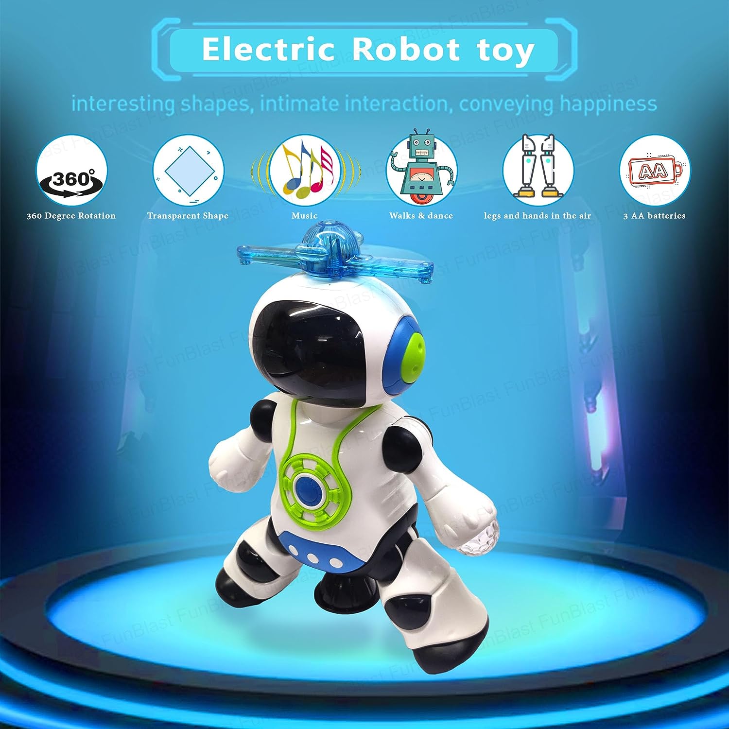 Dancing Robot with Music, Robot for Kids with 3D Flashing Lights, 360 Degree Rotation Toy Robot for Kids