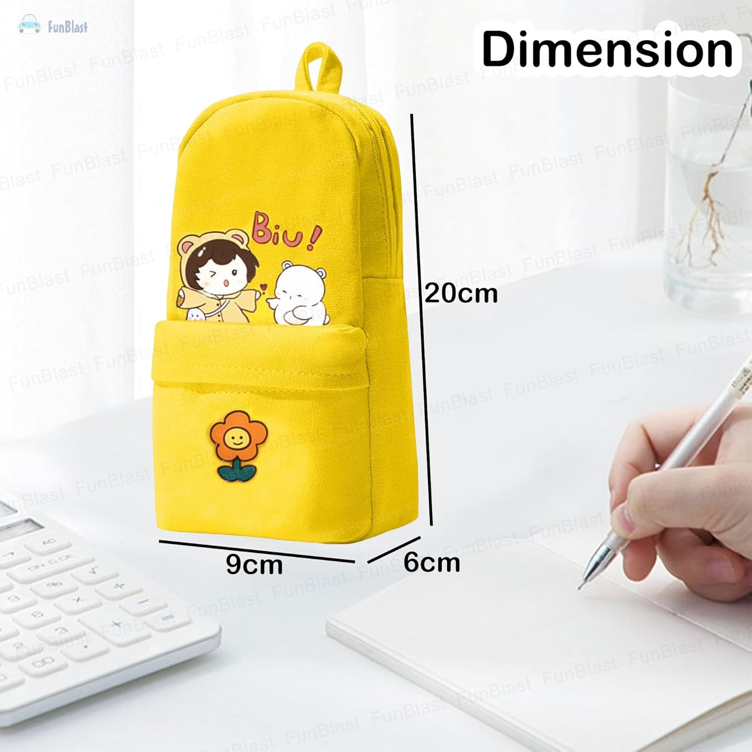 Large Capacity Hangable Pencil Pouch for Kids (Yellow)