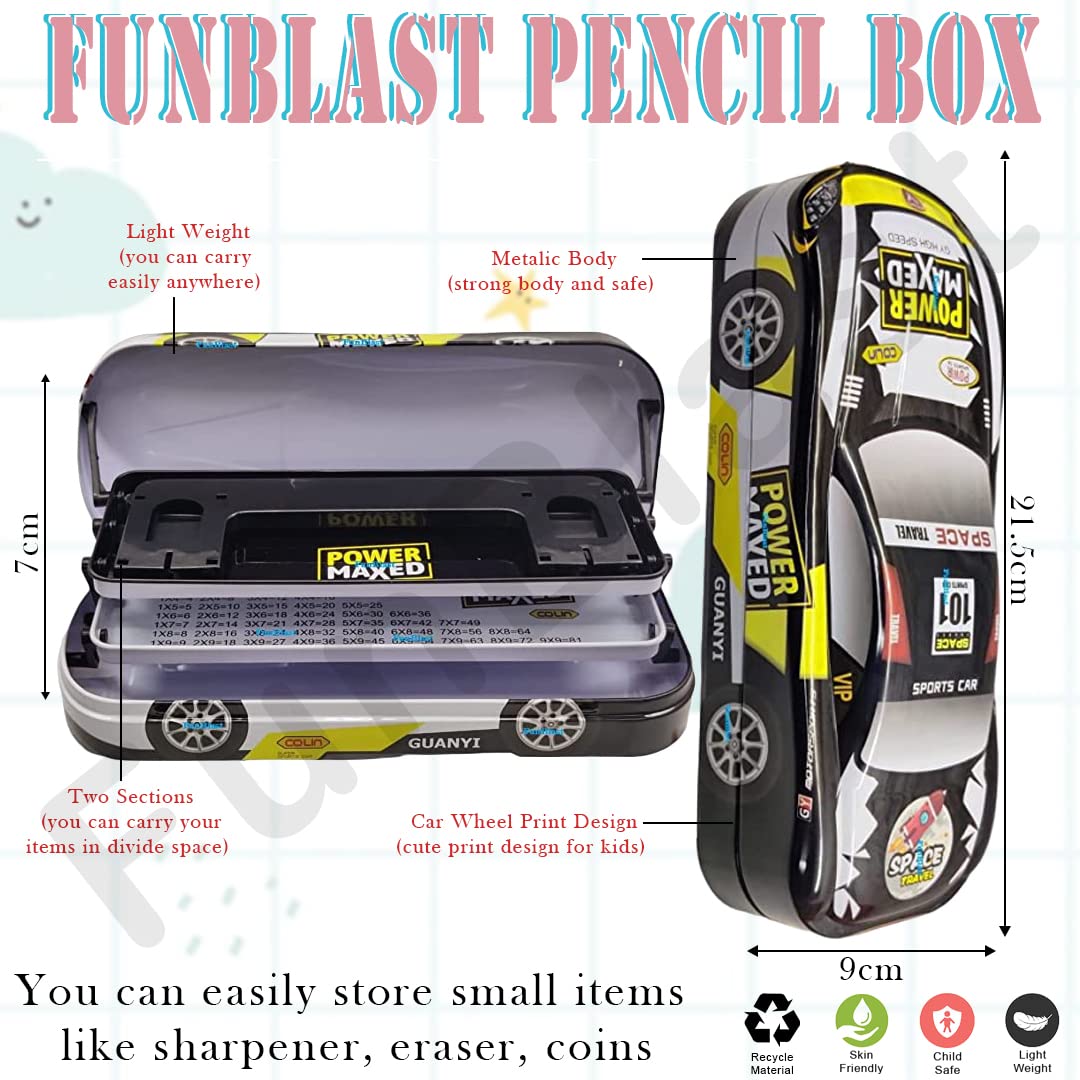 Metal Car Pencil Box for Kids – Double Layer Metal Pencil Case for Kids Boys/Pencil Case for Students School Supplies - Stationery Set Organizer