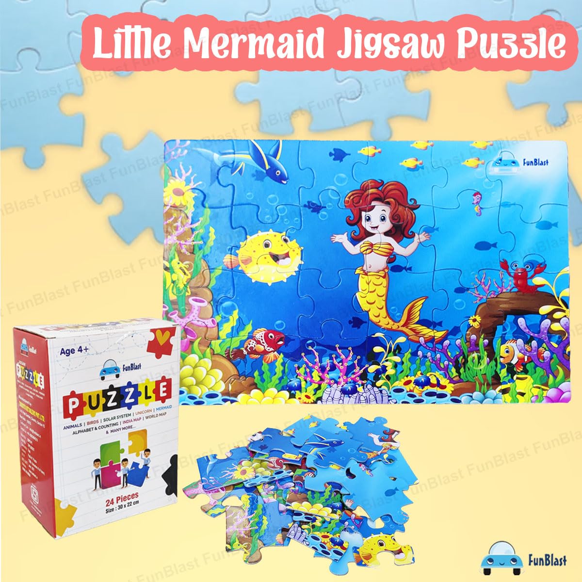 Little Mermaid Jigsaw Puzzle for 4+ Year Old Kids, Jigsaw Puzzle for Kids 24 Pcs