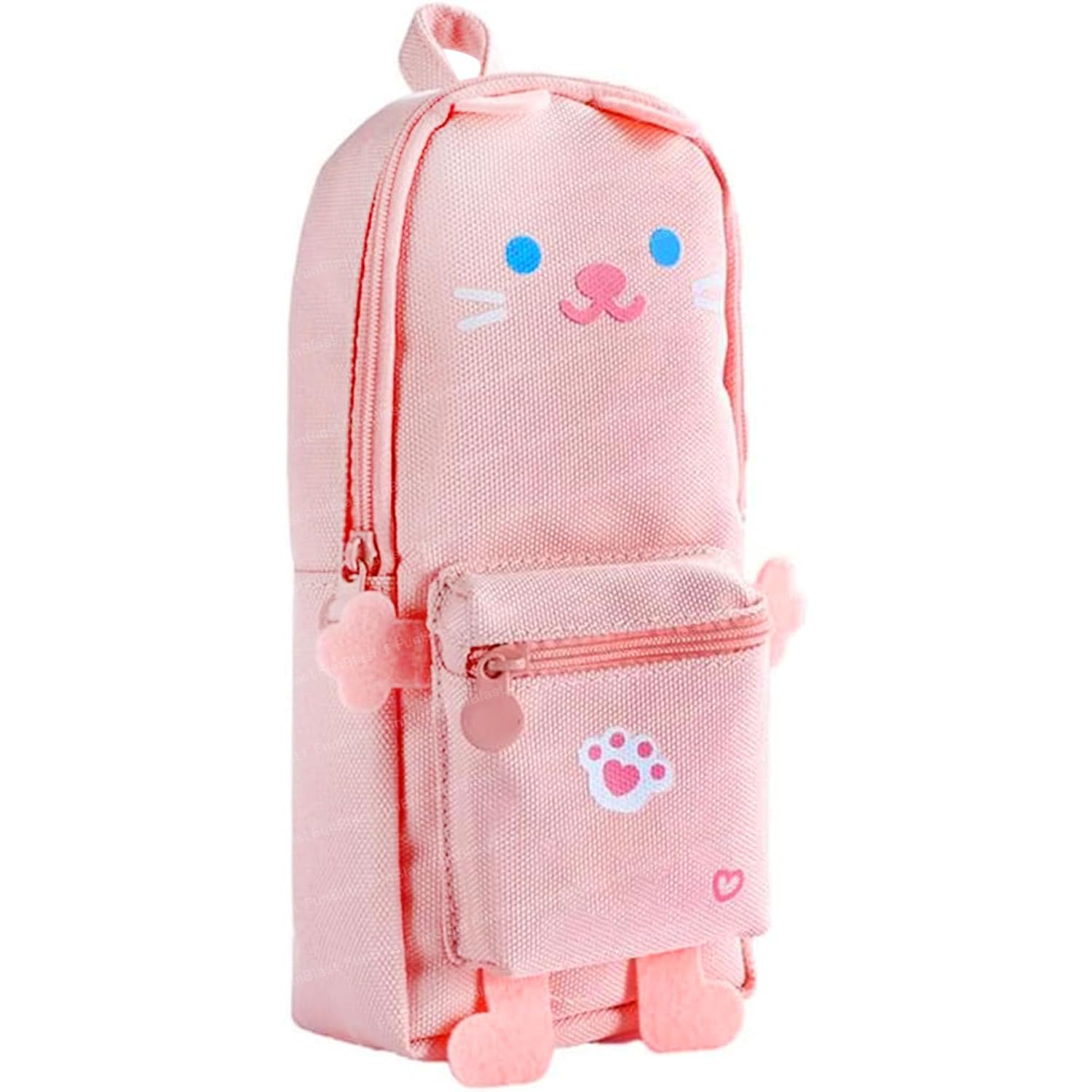 Hangable Canvas Pencil Pouch for Kids (Pink-Cat)
