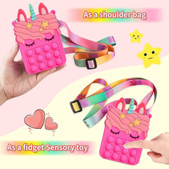 Unicorn Pop it Sling Bag - Crossbody Bag for Kids, Pop it Purse for Girls, Stress Relief Toys Pop It Bag for Girls