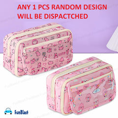 Multipurpose Zipper Pencil Pouch for Kids (Print May Vary)