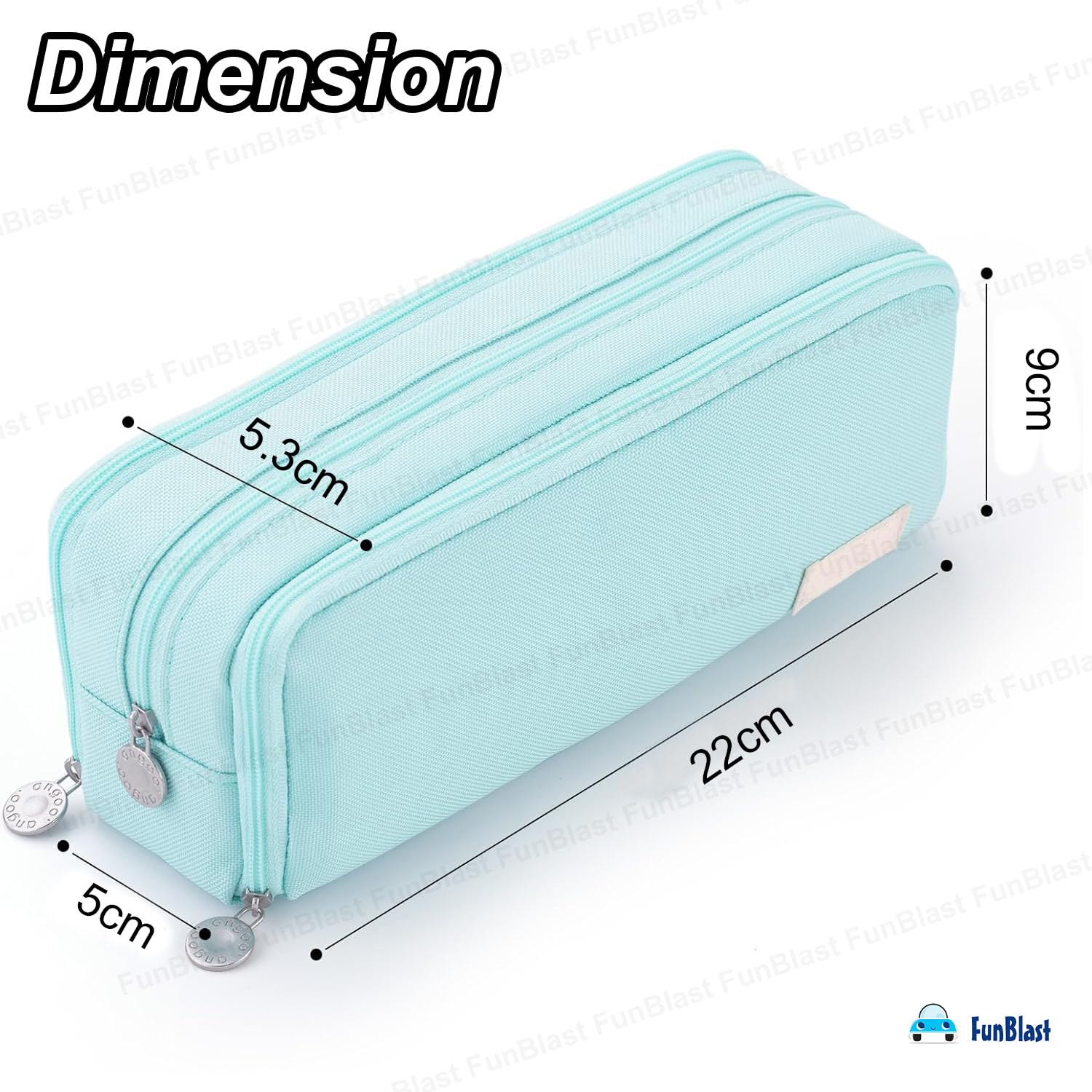 Multi-Compartment Canvas Stationery Organizer Pouch for Kids (Sky Blue)