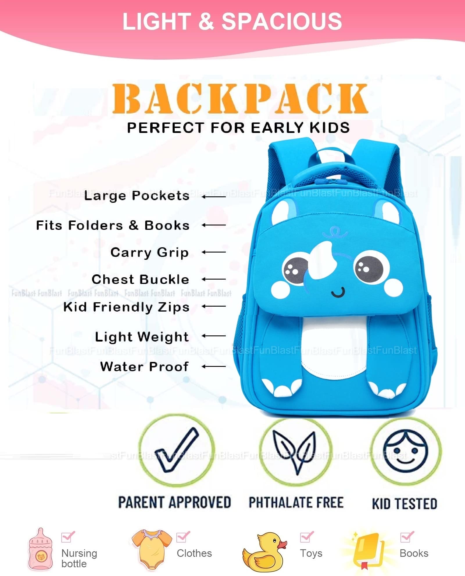 School Bag for Boys and Girls – Kids School Bag for 3-7 Years old Kids Boys Girls, Cartoon print Lightweight Bagpack for School Going Children