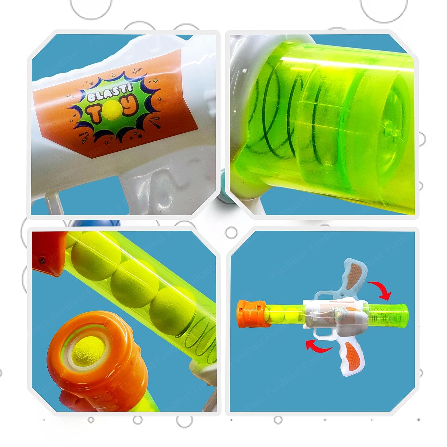 Shooting Ball Gun Air Pressure Foam Balls Shooting Gun Toy Set, Soft Ball Air Shooting Gun, Toy Gun Set with 5 Soft Balls for Kids, Boys and Girls