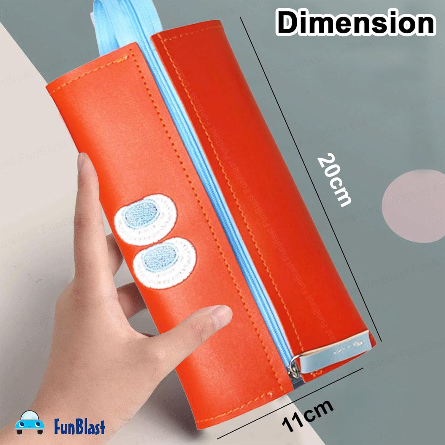 Multipurpose Zipper Pencil Pouch for Kids & College Students (Orange)