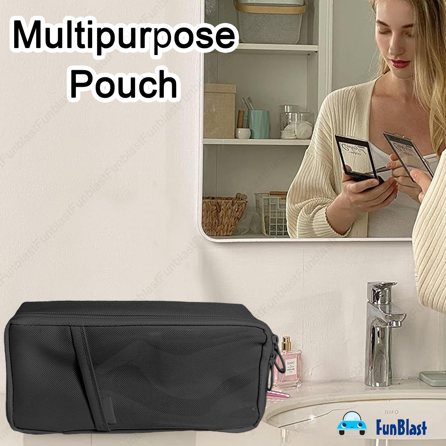 Multipurpose Zipper Pencil Pouch for Kids & Adults (Black)