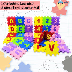 36 Pieces Mini Puzzle Foam Mat for Kids, Interlocking Learning Alphabet and Number Mat for Kids