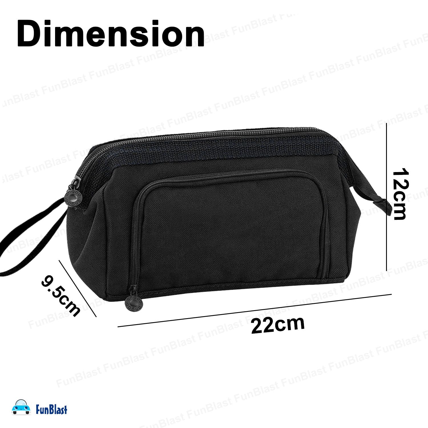 Multipurpose Zipper Pencil Pouch for Kids (Black)