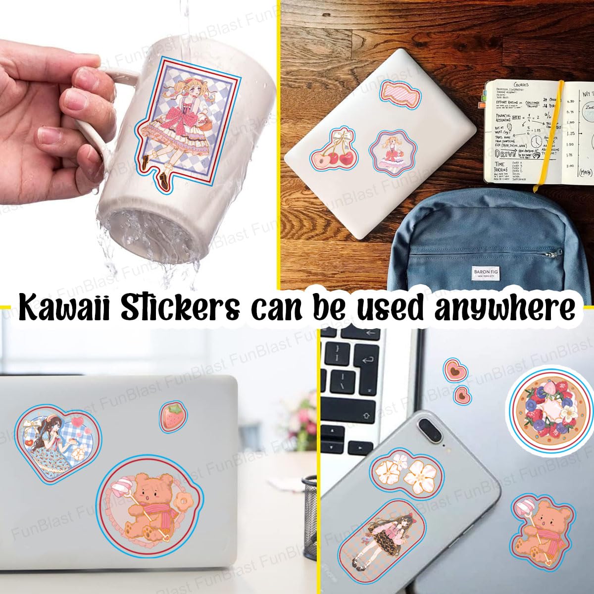 Kawaii Stickers Set – 16 Sheet (100+ Pcs) DIY 3D Stickers for Girls, Aesthetic Sticker, Stickers for Journaling, Scrapbooking, Cute Stickers Set (BoboBear-4X4=16Sheet)