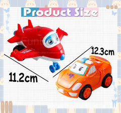 Plastic Pull Push Back Action Robot Car Toy for Kids, Racing Car Toy, Car to Robot, Pack of 1